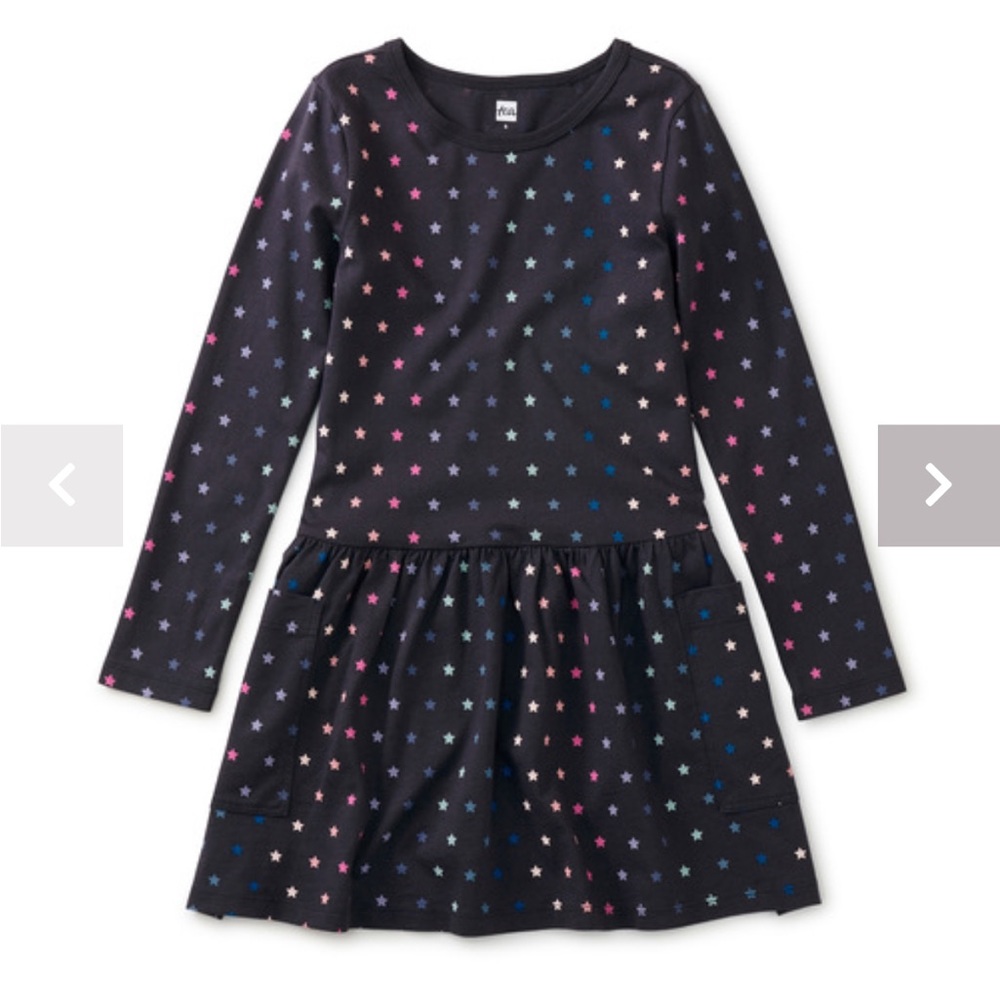 Brand new long sleeve pocket dress rainbow stars size 14